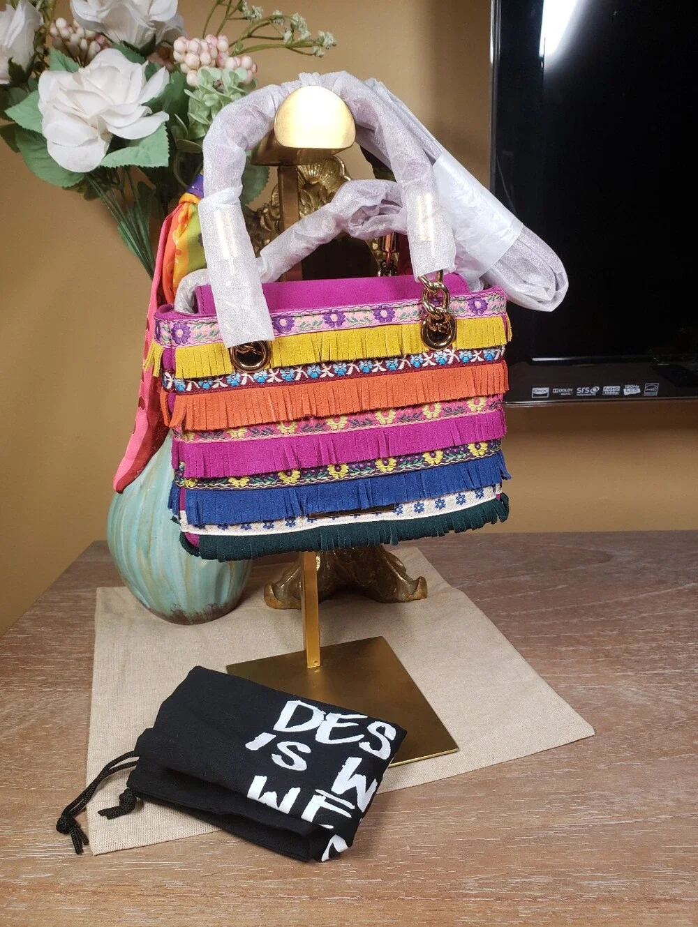 Kurt Geiger Multicolor Top-Handle Satchel w/ Scarf & Crossbody NWT!
